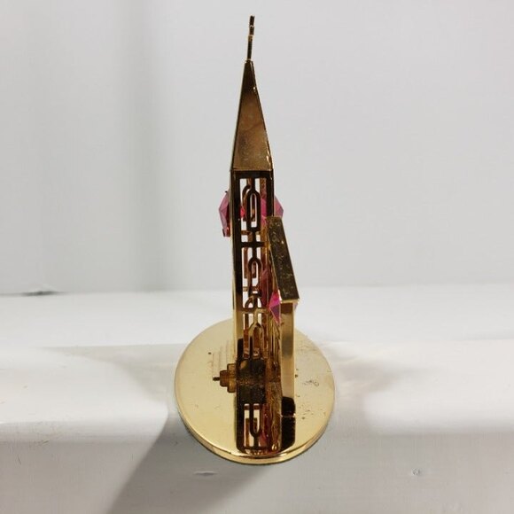Vintage Holiday Church Decor 24K Gold Plated Tabletop Crystal Delight Candle - Picture 3 of 7
